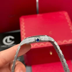 Cartier Santos 39.8mm Green Dial Full Moissanite Replica 1:1 – Top Quality Version