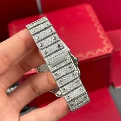Cartier Santos 39.8mm Green Dial Full Moissanite Replica 1:1 – Top Quality Version