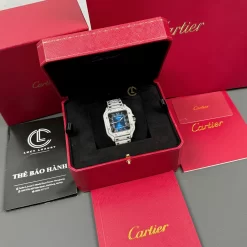 Cartier Santos De Cartier 39.8mm Green Dial Full Moissanite Replica 1:1 – Top Quality Version