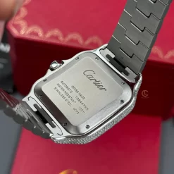 Cartier Santos De Cartier 39.8mm Green Dial Full Moissanite Replica 1:1 – Top Quality Version