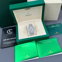Rolex Datejust 41mm Cọc Số Ruby Tím Full Moissanite Hong Kong Replica 1:1 – Top Quality Version