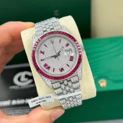 Rolex Datejust 41mm Benzel Ruby Tím Full Moissanite Replica 1:1 – Top Quality 1:1