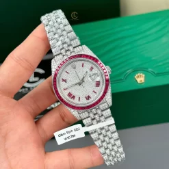 Rolex Datejust 41mm Benzel Ruby Tím Full Moissanite Replica 1:1 – Top Quality 1:1