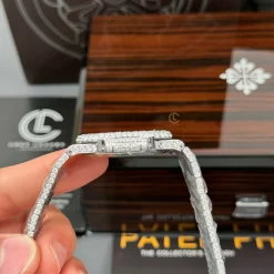 Patek Philippe Nautilus 5712/1A 40mm Blue Dial Full Moissanite Hongkong Replica 1:1 – Top Quality Version