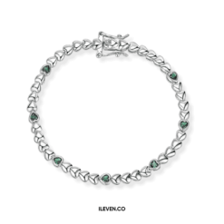 Tennis Bracelet Love Green IL6549 - Bespoke Silver