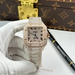 Cartier Santos de Cartie Larger Full Diamond Rose Gold 39.8mm-Top Quality Version