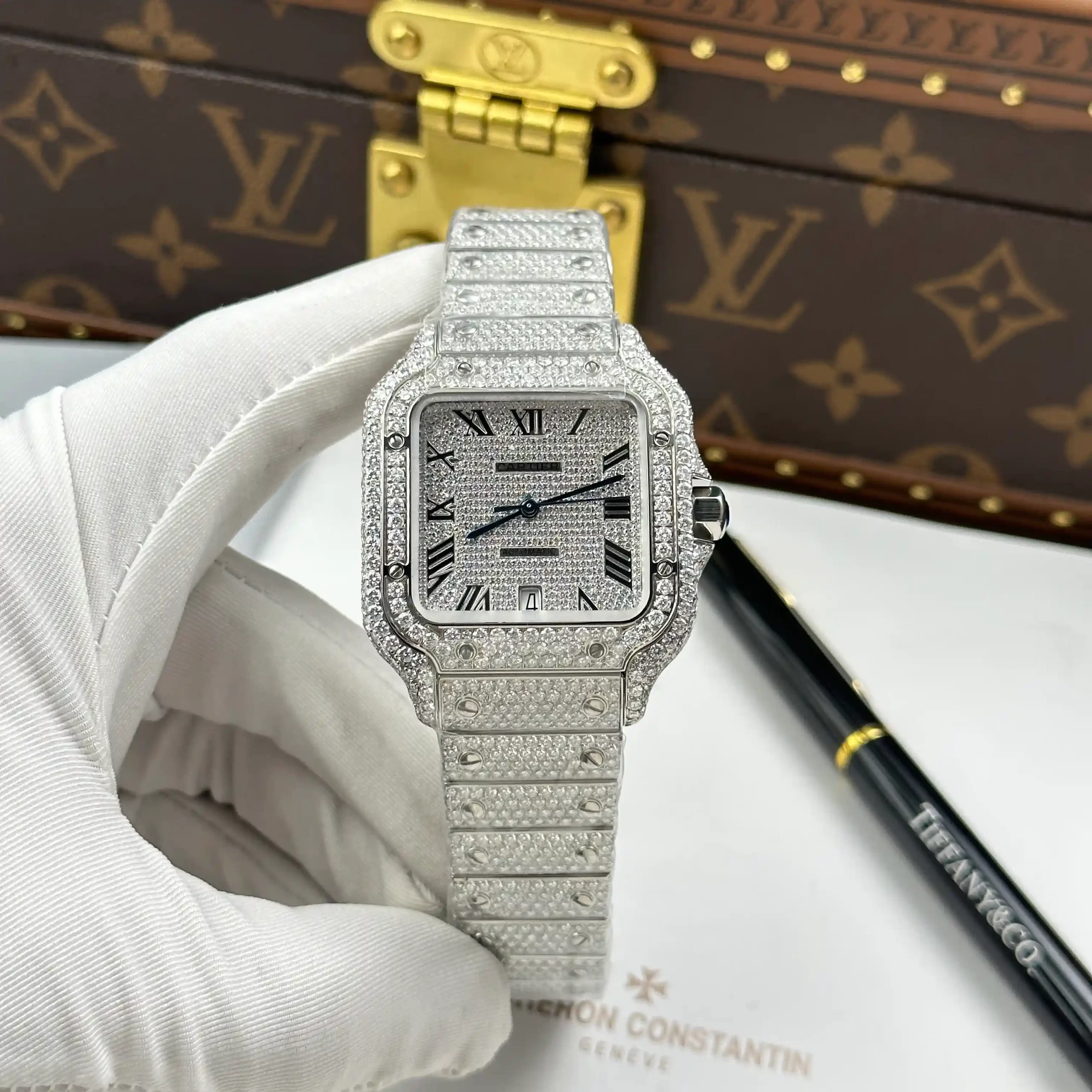 Cartier Santos de Cartie Larger Full Diamond 39.8mm-Top Quality Version